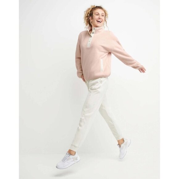 Champion Cream and Pink Cowl Neck Sweater Plush Oversized Fit - Picture 2 of 8